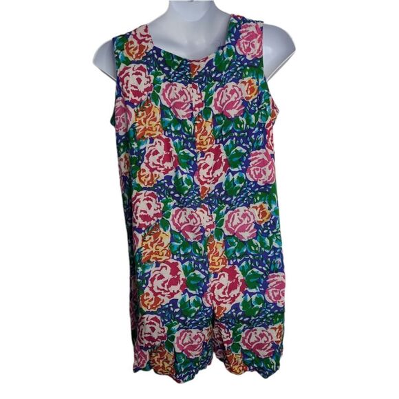 VINTAGE 90s volup bright floral sleeveless button up romper 2X - Picture 3 of 7